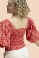 Kaiko, Smock Blouse, Flora Red