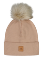 Metsola, Rib Beanie With Fur Pom | Nougat