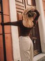 Kaiko, Scoop Back Top, Chocolate