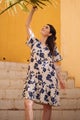 Kaiko, Frill Button Dress, Windflower Navy