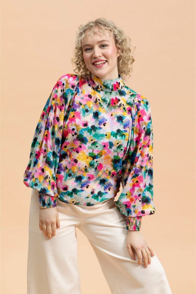 Kaiko, Puff Blouse, Aquarelle Bloom