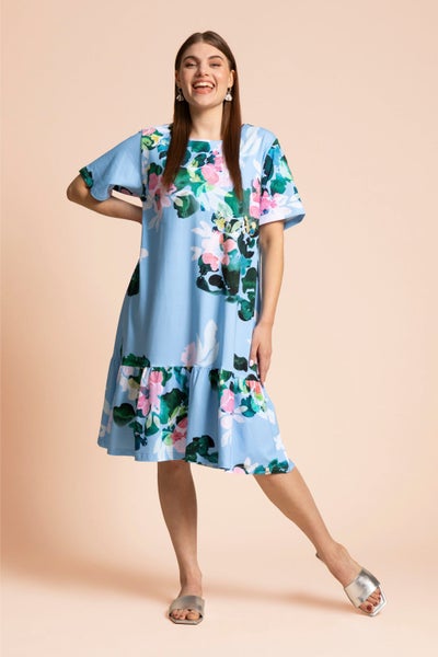 Kaiko, Ruffle T-shirt Dress, Water Lily