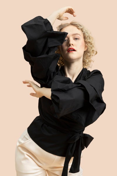 Kaiko, Volume Sleeve Blouse, Black