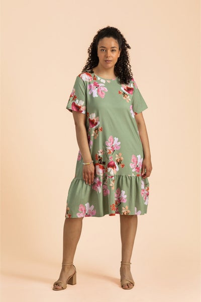 Kaiko, Ruffle T-shirt Dress, Cherry blossom