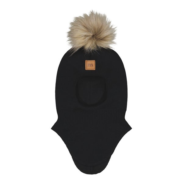 Metsola, MERINO Fur Pom Pom Helmet, Black