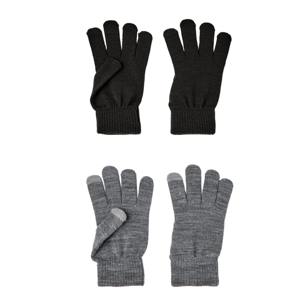 Name it, Magic Gloves Touch sormikkaat 2-pack, Black/Grey Melange