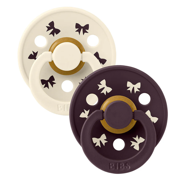 BIBS, Colour LATEX, 2-pack, Holiday Bow, Ivory/Plum