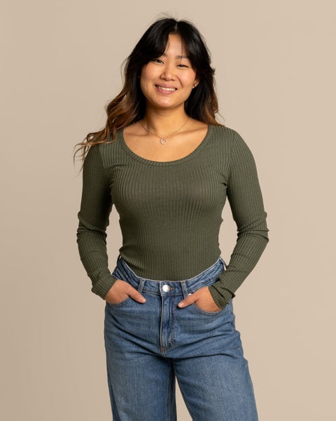 Toive Clothing, Pitk&auml;hihainen Ribbipaita, Khaki