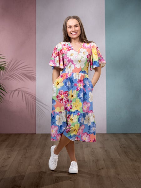 Versonpuoti, lyhythihainen SANDRAmekko, Villiruusu Pastelli