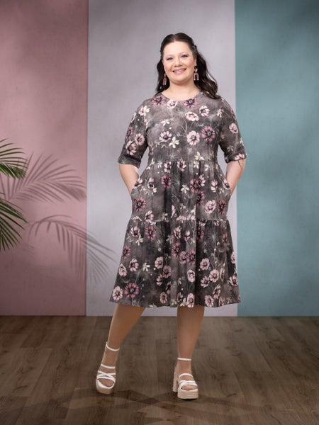 Versonpuoti, lyhythihainen VILMAmekko, SUKLAAKOSMOS Ruskea/Roosa