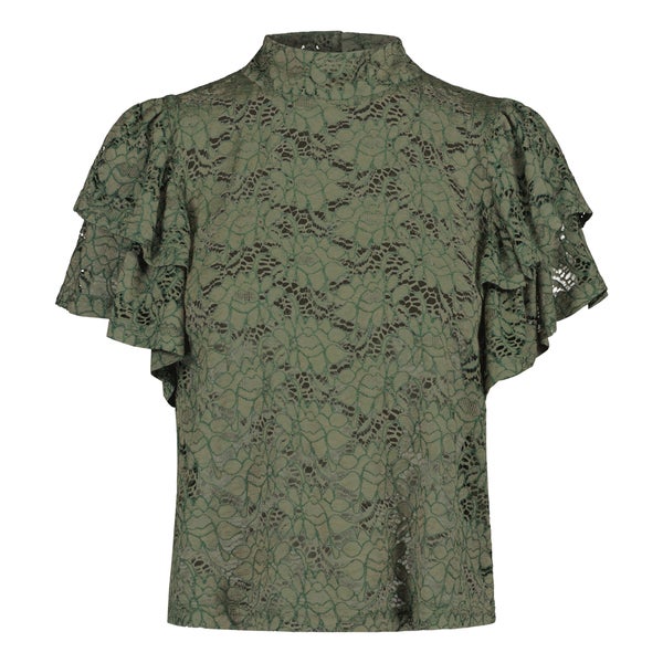 Metsola, FRILLA LACE TOP, Greenery