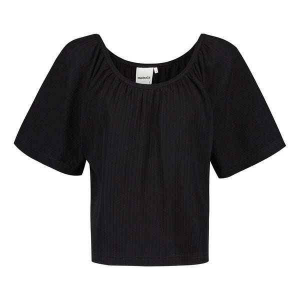 Metsola, Bell Sleeve Rib Top - Naisten Ribbipaita, Licorice