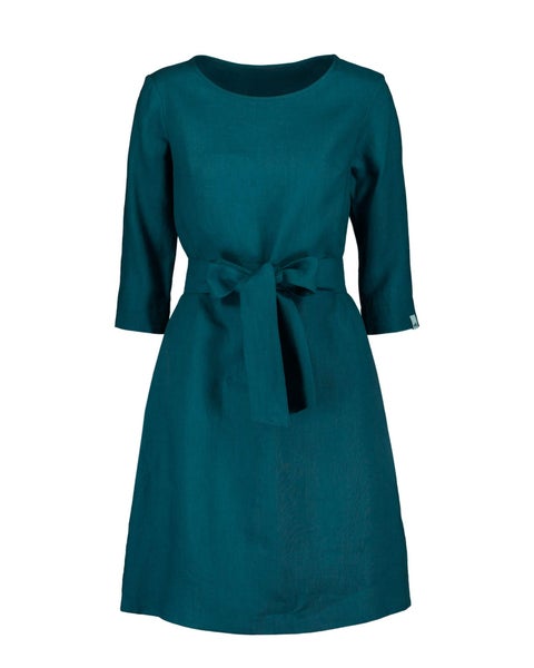 Nakoa, Classic Linen Dress Pellavamekko, Crystal Teal