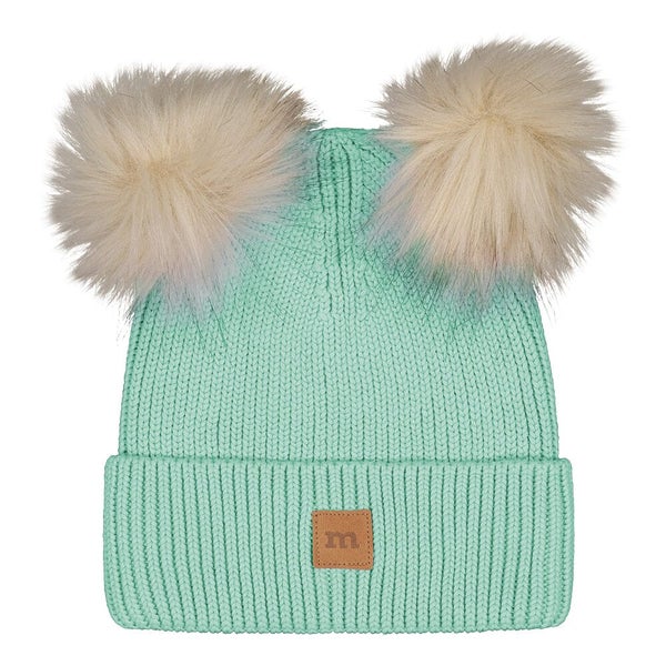 Metsola, Cotton Beanie With Fur Pom Poms | Mintie