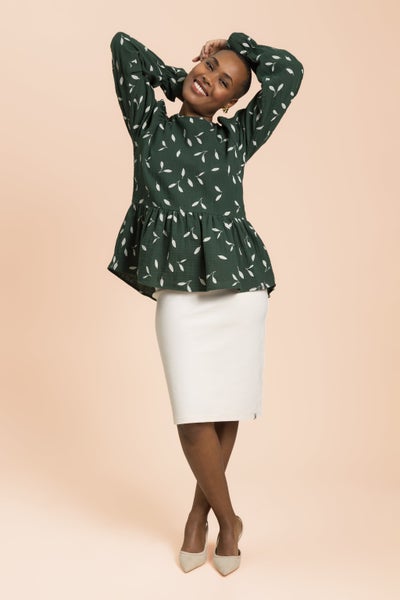 Kaiko, Flounce Blouse, Wind Green