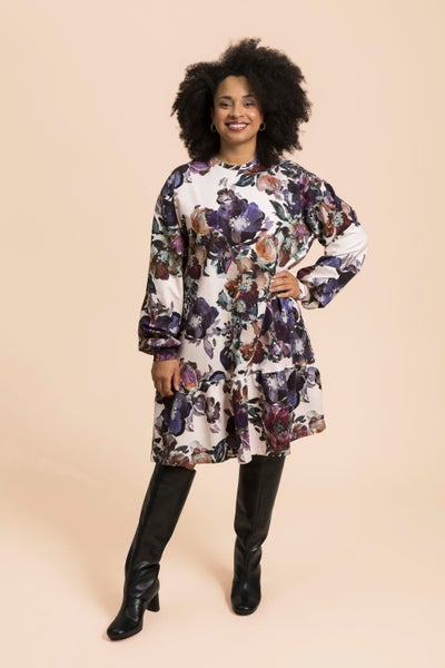 Kaiko, Ruffle Sweatshirt Dress, Roses