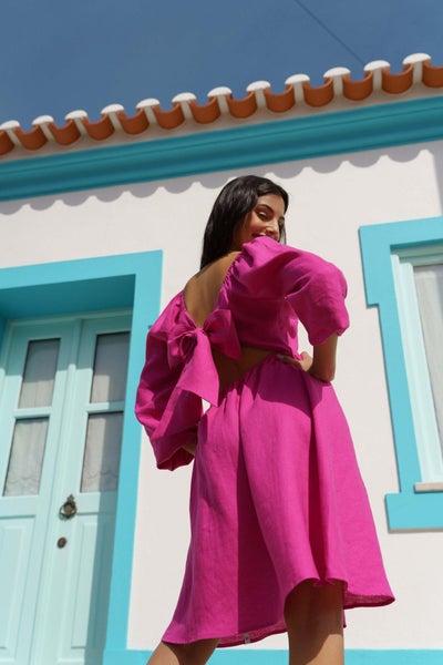 Nakoa, Monica Dress pellavamekko rusetilla, Candy Pink