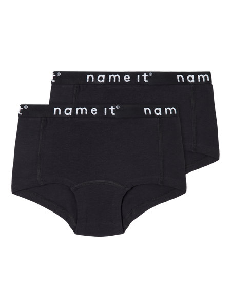 Name It, Tytt&ouml;jen Hipster Alushousut 2-pack, Black/Black