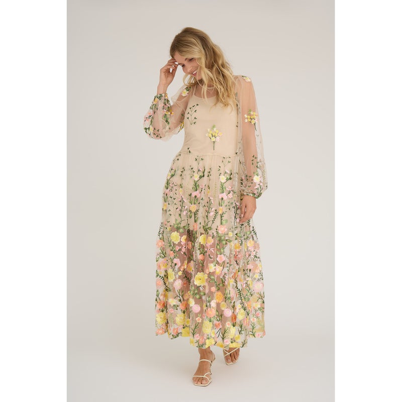 A-VIEW, Fuschia Dress | pitk&auml; mekko, Sand/Yellow