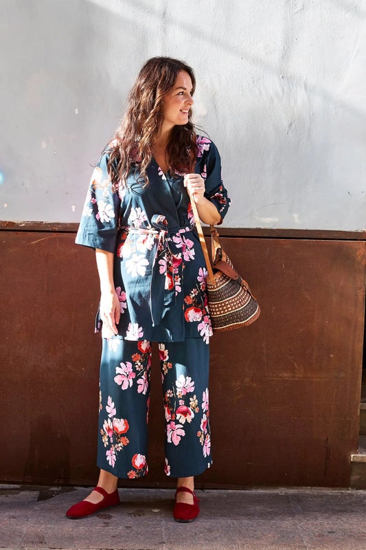 Kaiko, Soft Culottes, Cherry Blossom Navy