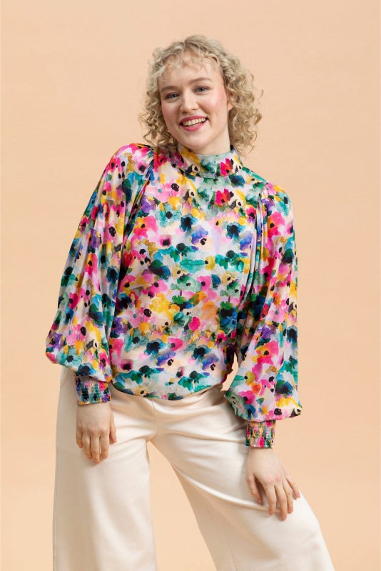 Kaiko, Puff Blouse, Aquarelle Bloom