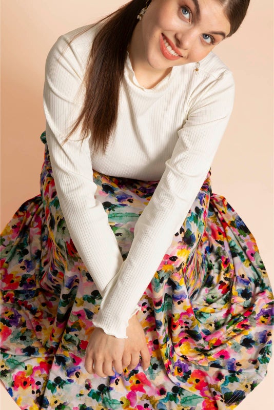 Kaiko, Soft Midi Skirt, Aquarelle Bloom