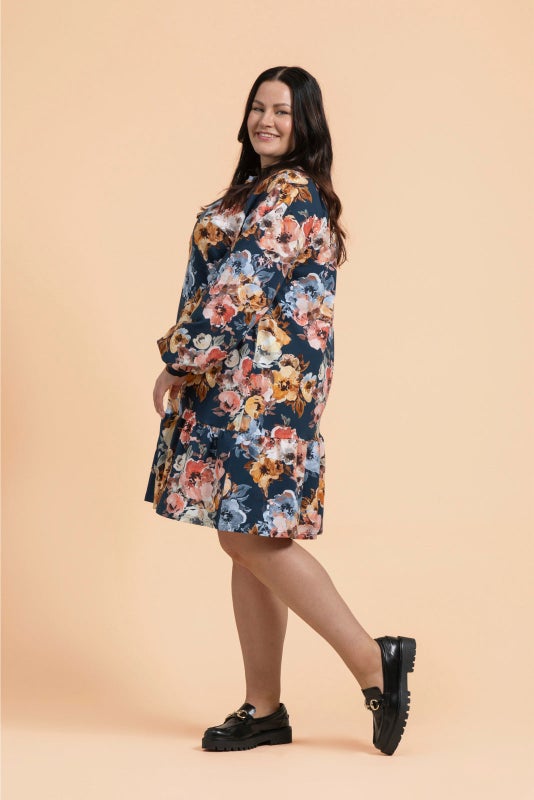 Kaiko, Ruffle Sweatshirt Dress, Moss Rose