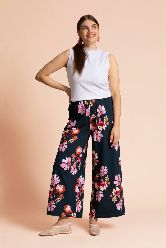 Kaiko, Soft Culottes, Cherry Blossom Navy