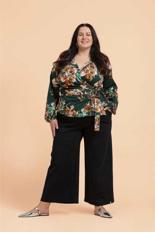 Kaiko, Soft Wrap Blouse, Rose yard green