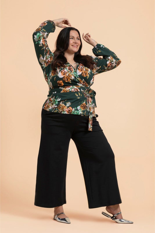 Kaiko, Soft Wrap Blouse, Rose yard green