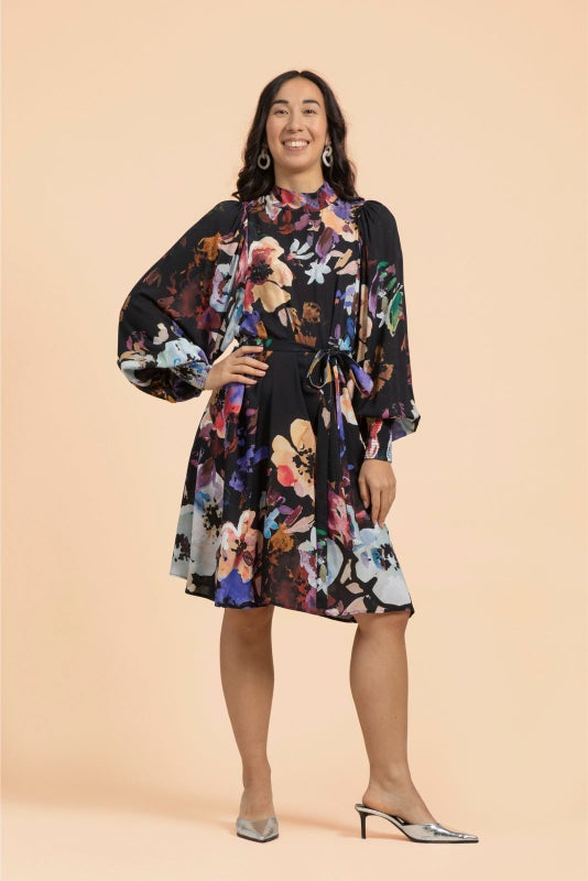 Kaiko, Puff Dress, Black Anemone