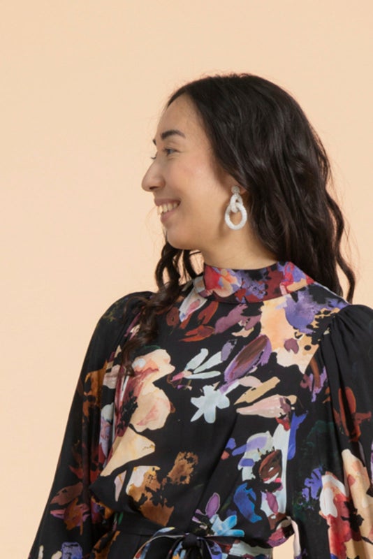 Kaiko, Puff Dress, Black Anemone