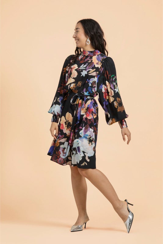 Kaiko, Puff Dress, Black Anemone