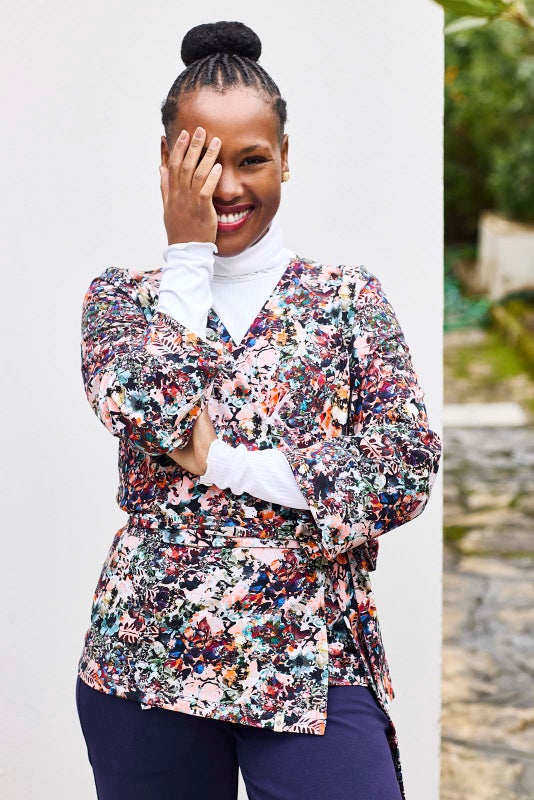 Kaiko, Soft Wrap Blouse, Blooming Forest