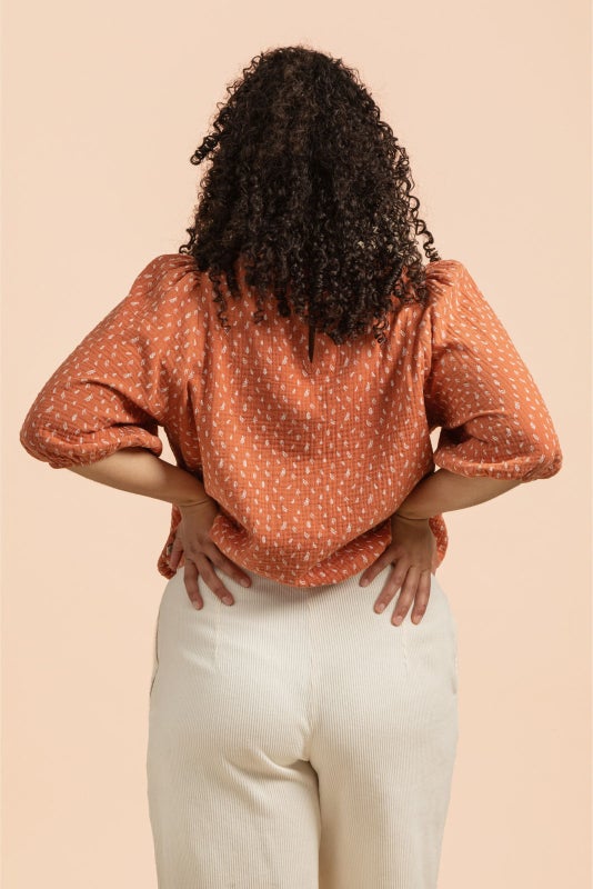 Kaiko, Cropped Blouse, Vintage Leaf