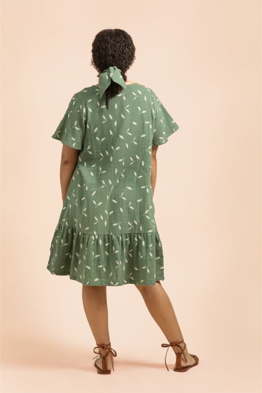 Kaiko, Frill Button Dress, Sage Wind