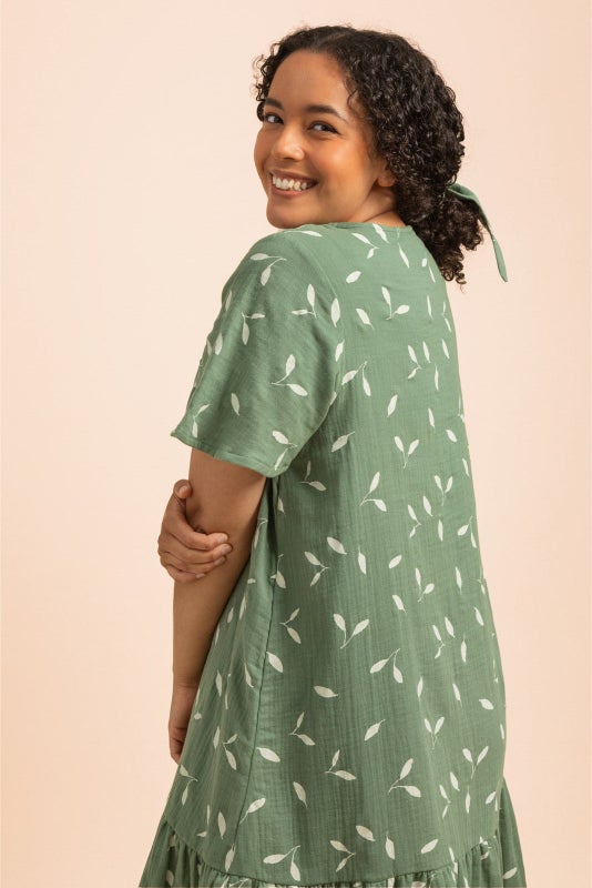 Kaiko, Frill Button Dress, Sage Wind