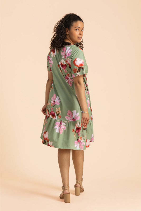 Kaiko, Ruffle T-shirt Dress, Cherry blossom