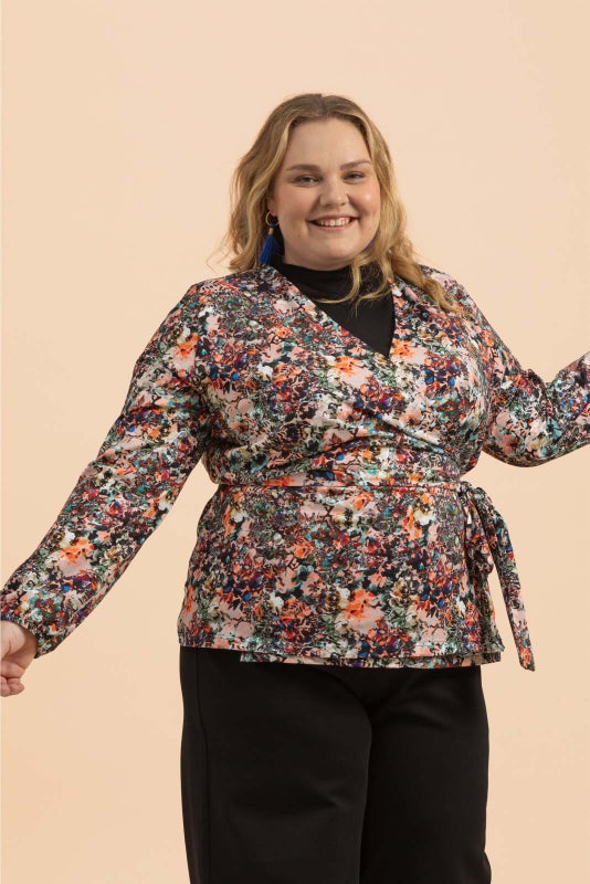 Kaiko, Soft Wrap Blouse, Blooming Forest