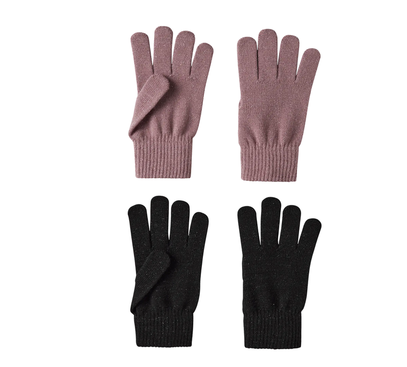 Name it, Magic glitter gloves sormikkaat 2-pack, Black/Woodrose