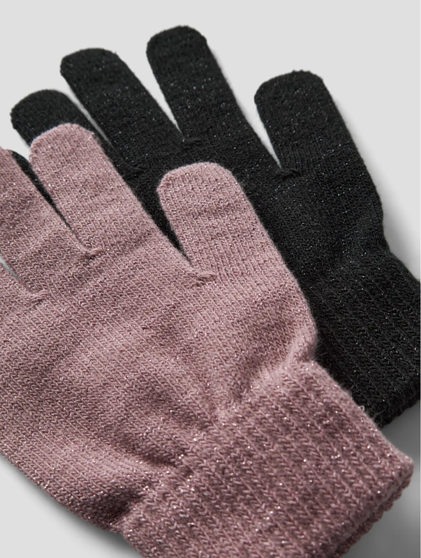 Name it, Magic glitter gloves sormikkaat 2-pack, Black/Woodrose