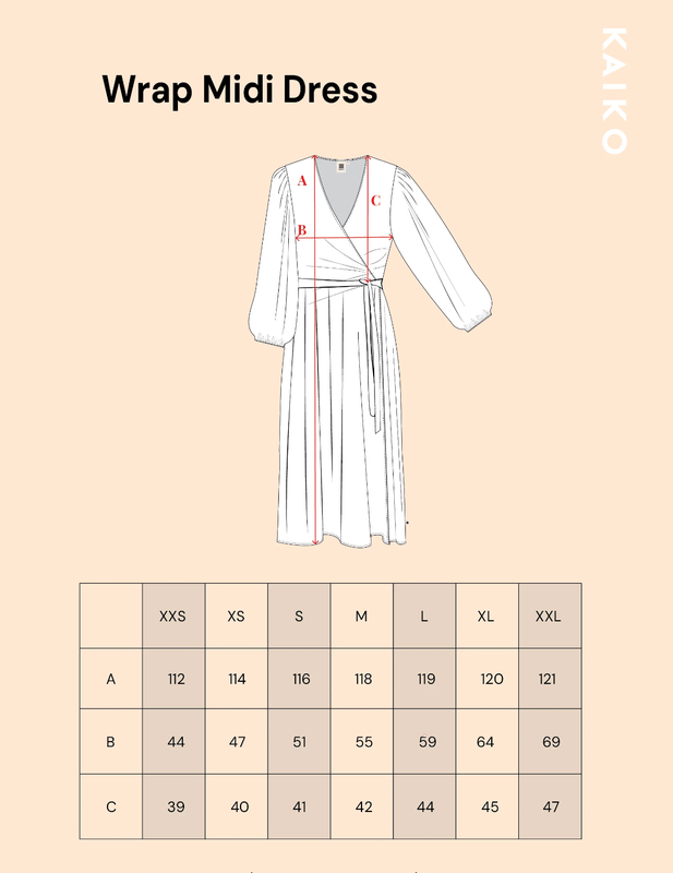 Kaiko, Wrap Midi Dress, Olive Anemone