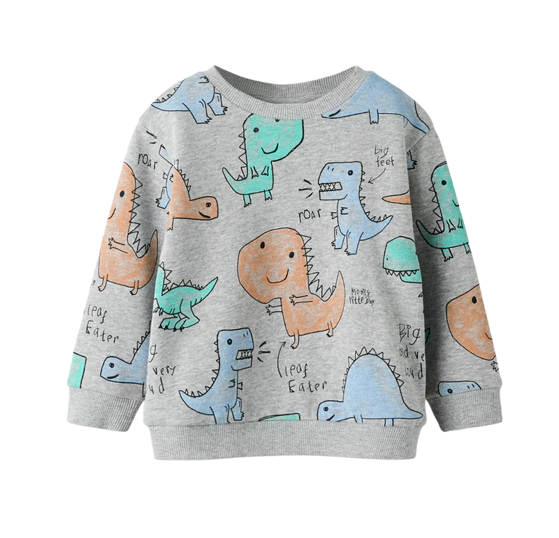 Name it, SIKKO Collegepaita Dinosaurus, Grey Melange AOP
