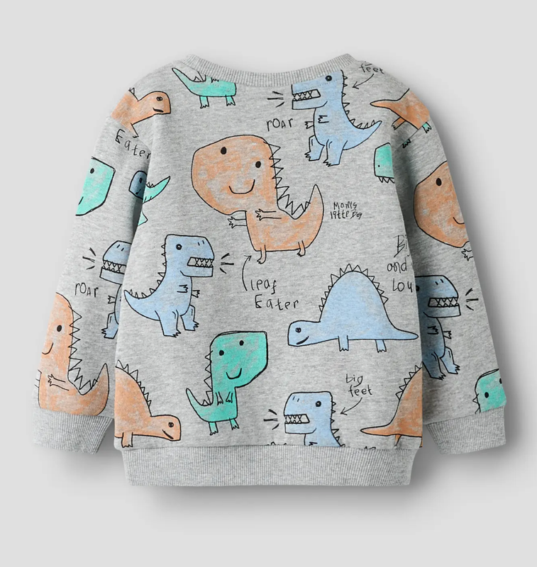 Name it, SIKKO Collegepaita Dinosaurus, Grey Melange AOP