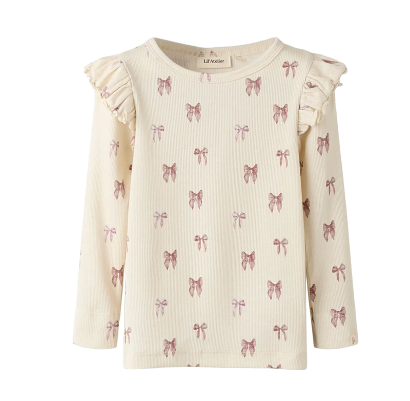 Lil`Atelier, Gavo EKO slim frill top, Turtledove/Bow