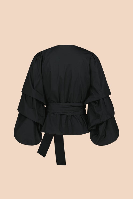 Kaiko, Volume Sleeve Blouse, Black