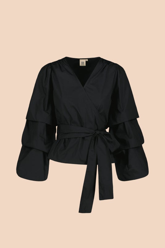 Kaiko, Volume Sleeve Blouse, Black