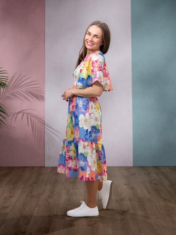 Versonpuoti, lyhythihainen SANDRAmekko, Villiruusu Pastelli