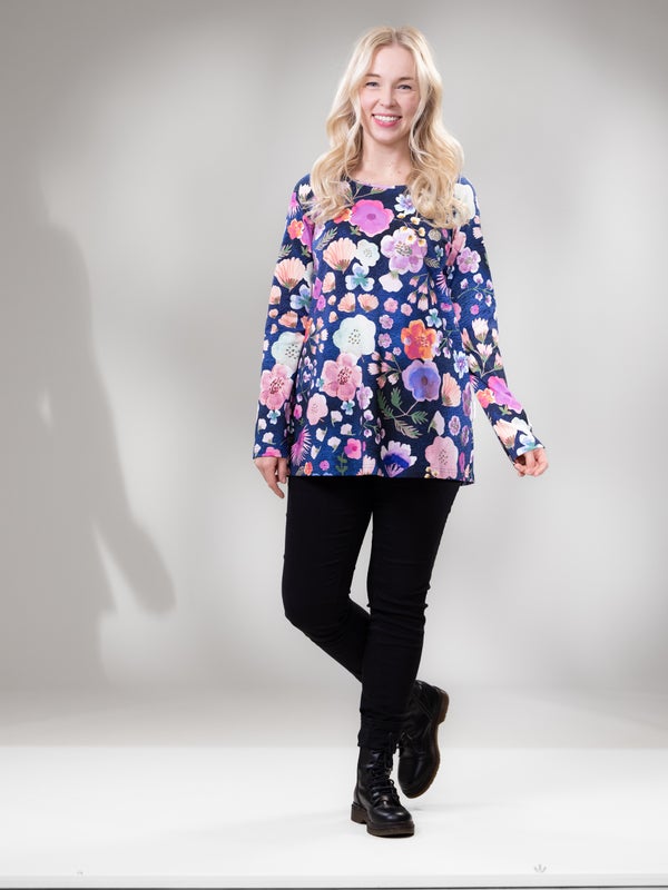 Versonpuoti, VIENApaita  LS raglan, TREFFIT, Sininen/pinkki