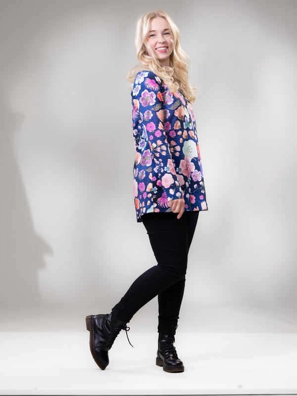 Versonpuoti, VIENApaita  LS raglan, TREFFIT, Sininen/pinkki